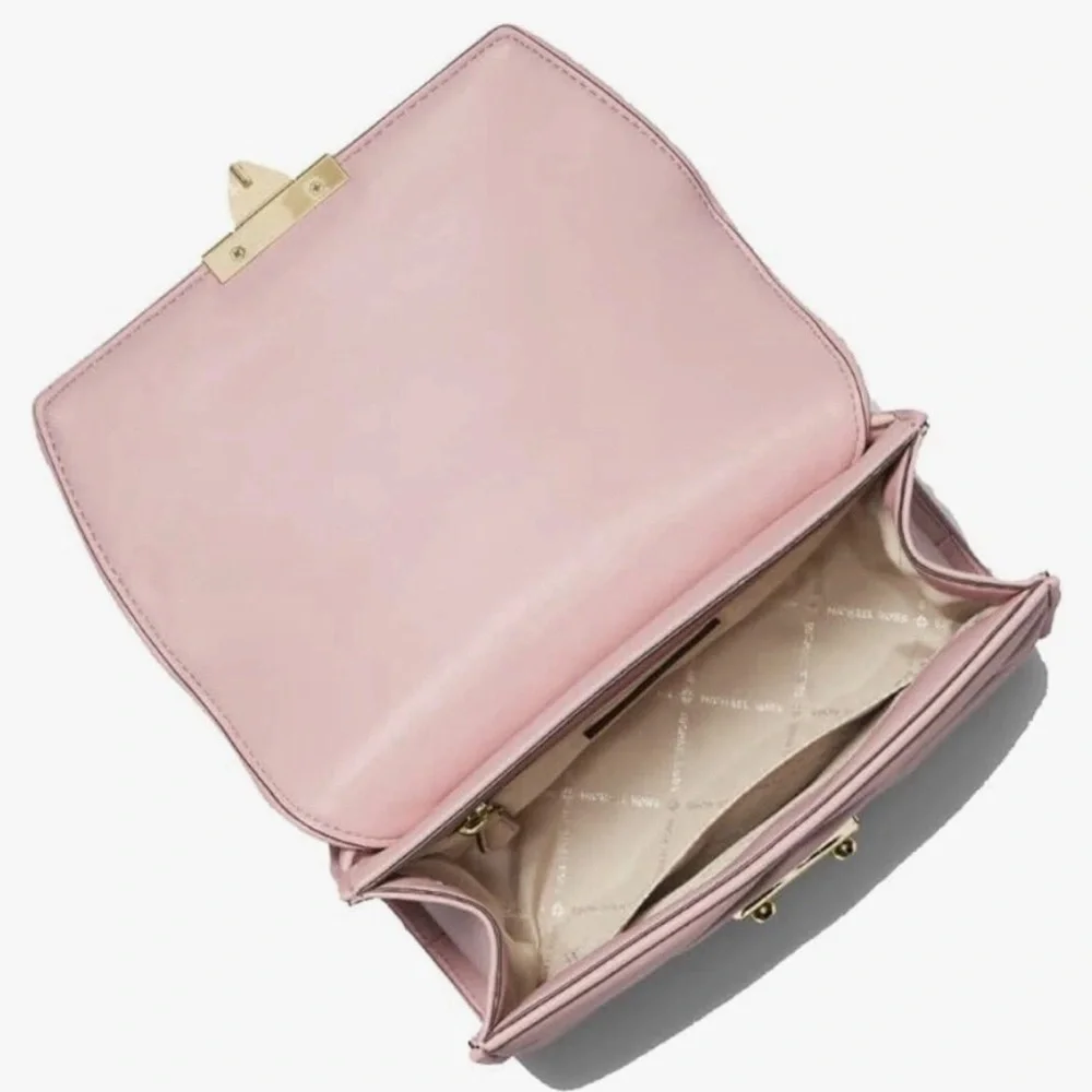 Michael Kors Serena Powder Blush Quilted Med Flap Crossbody Bag
